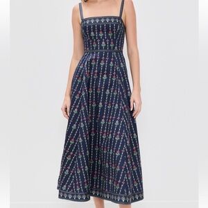 NWT Hill House Margot Navy Floral Midi Dress